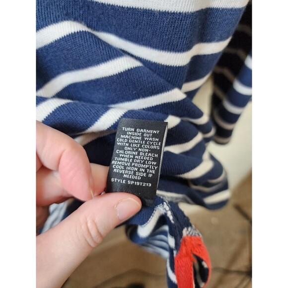 ​Molly & Isadora 4X Navy White Stripe Boat Neck Long Sleeve Tunic Button Detail - Picture 6 of 6